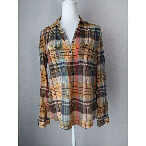 Gap Women Striped Boyfriend Oversized Popover Cotton Shirt Top Medium Gauze N16 - Picture 1 of 7